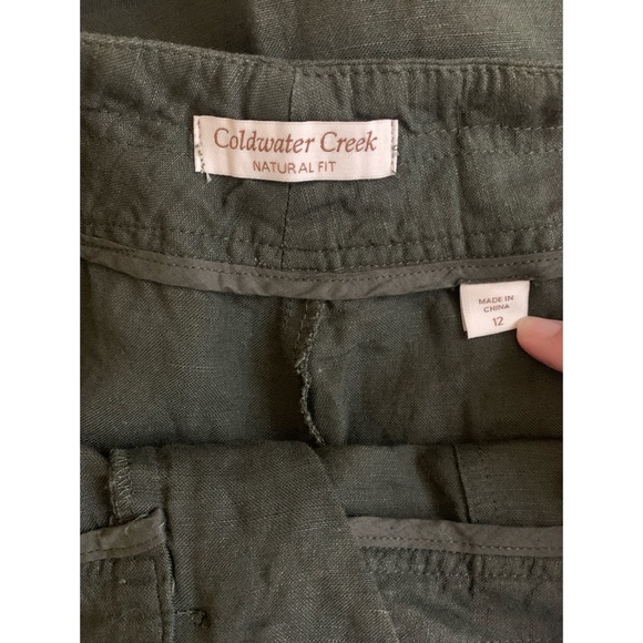 Coldwater Creek Linen Blend Green Wide Leg Trousers Women’s Size 12 - Picture 3 of 4